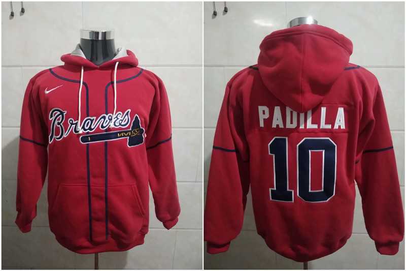 Atlanta Braves 10 Padilla Red Nike All Stitched Pullover Hoodie,We sell and wholesale Atlanta Braves 10 Padilla Red Nike All Stitched Pullover Hoodie on line form chian!